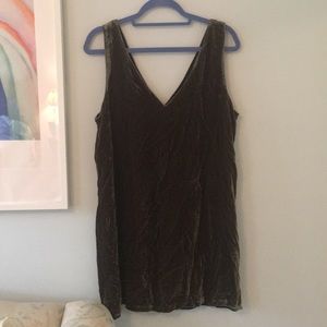 Velvet olive green shift dress